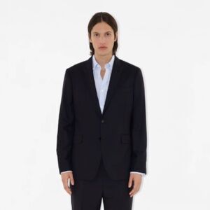 BURBERRY MENS BLACK TAILORED SUIT JACKET BLAZER 100% PURE WOOL SIZE 40 BUSINESS